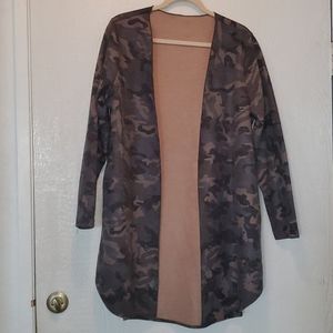 Camo Open Front Cardigan